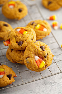 Close-up of cookies on table