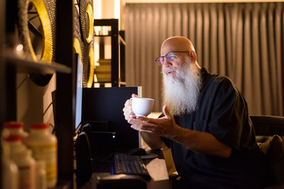 Man drinking coffee cup