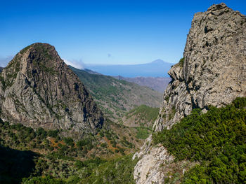 Scenic view of mountains against clear sky