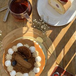 Directly above shot of food served on table