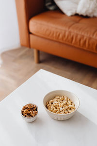 High angle view of food on table
