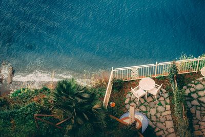 High angle view of swimming pool at beach