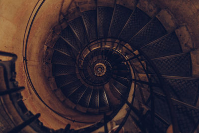 High angle view of spiral staircase in building triumphal arch