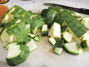 High angle view of vegetables on table