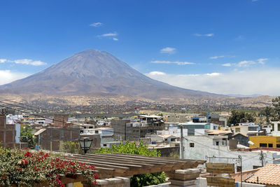 Aerial view of cityscape against sky