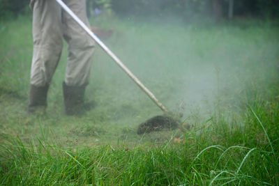 Man working on field