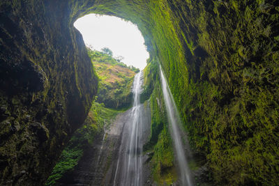 Low angle view of waterfall