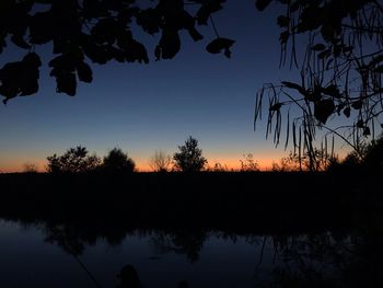 Scenic view of lake against sky at sunset