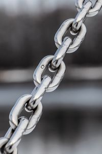 Close-up of silver colored metal chain