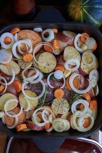 High angle view of fruits in bowl on table