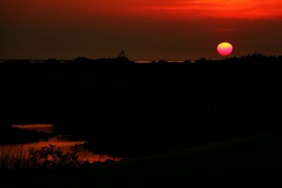 Scenic view of silhouette landscape against sky during sunset