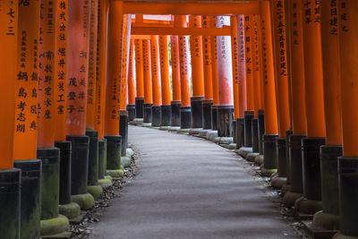 Columns at the iconic fushimi inari shrine