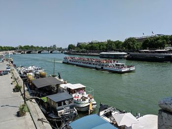 Boats moored in harbor