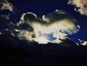 Low angle view of silhouette trees against sky at night