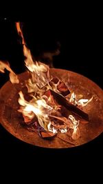 Close-up of bonfire at night