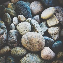 Close-up of pebbles on beach