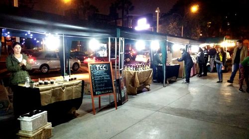 Market stall at night