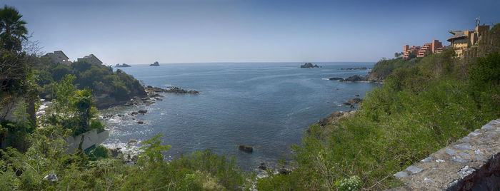 Scenic view of sea against clear sky
