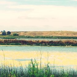 Scenic view of lake against sky