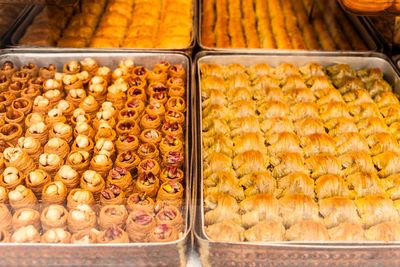 High angle view of spices in store for sale