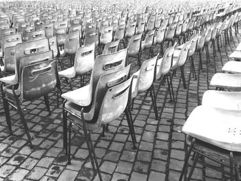 Close-up of empty chairs