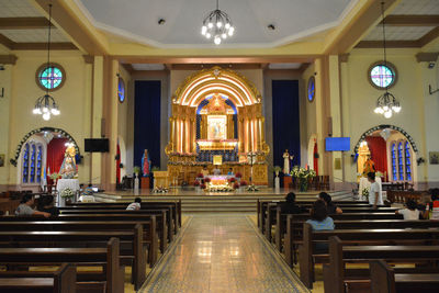 Interior of illuminated building
