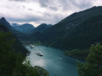 View above the geiranger fjord