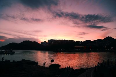 View of calm sea at sunset