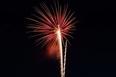 Low angle view of firework display against sky at night