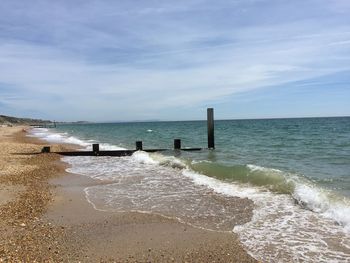 Scenic view of beach against sky