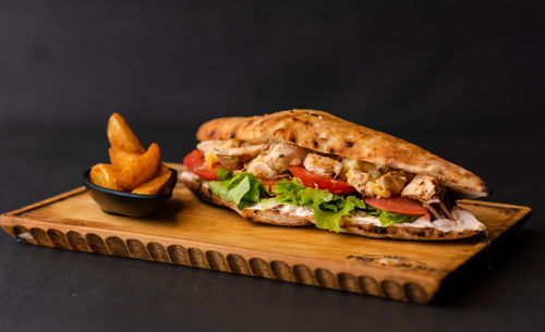 Close-up of food on cutting board