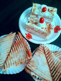 Close-up of dessert in plate on table