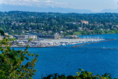 A view of the marina in des moines, washington.