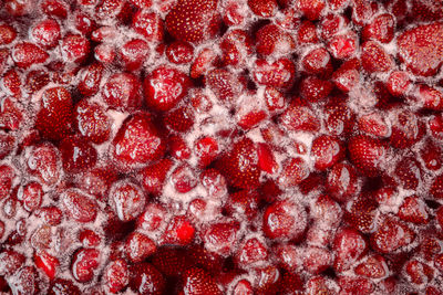 Close up - strawberry jam. make a strawberry jam. cooking strawberry jam close up.