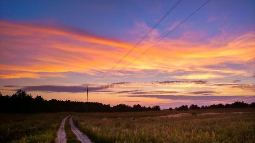 Scenic view of field against sky during sunset