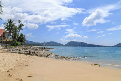 Scenic view of beach against sky