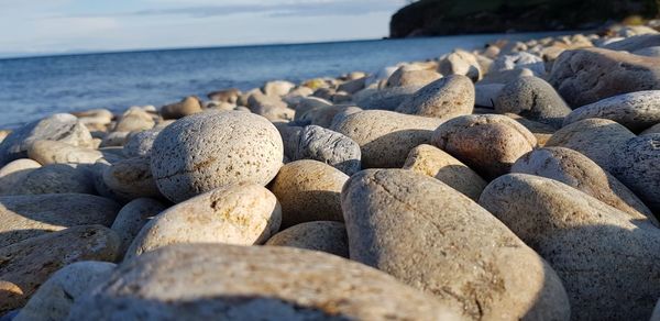Surface level of stones on beach