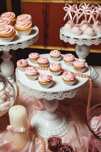 Close-up of cupcakes on table