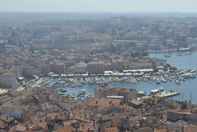 View to rovinje from the tower at summer