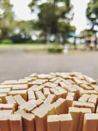 Close-up of chopsticks on street