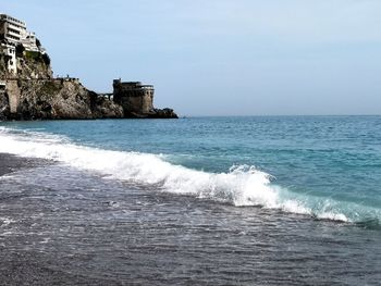 Scenic view of sea against clear sky