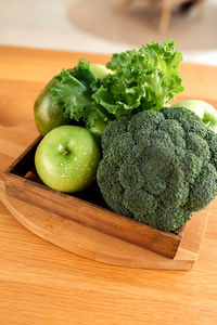 High angle view of fruits on cutting board