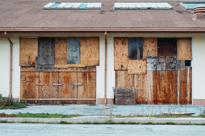 Closed door of old building