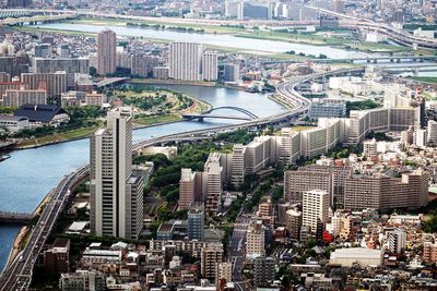 High angle view of cityscape