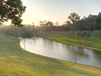 Scenic view of lake against sky