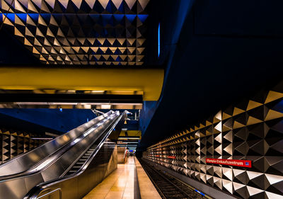 Elevated view of escalator at subway station