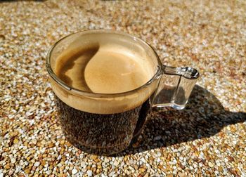 High angle view of coffee cup