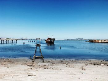 Scenic view of sea against clear sky