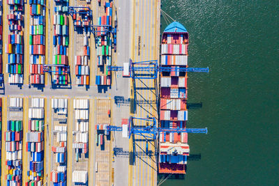 High angle view of illuminated buildings in city at night