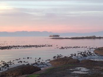 Scenic view of sea against sky during sunset